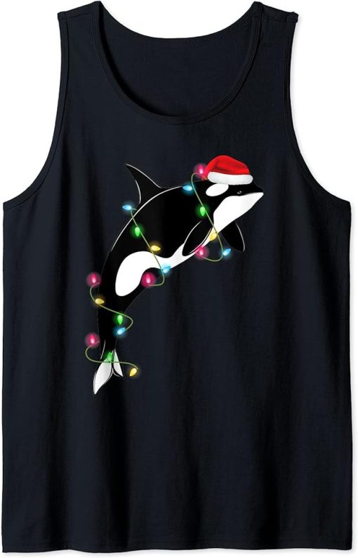 Funny Orca Killer Whale Santa Hat Christmas Sea Animals Tank Top