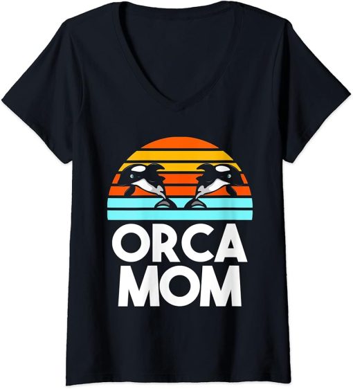 Womens Orca Mom Orca Mom V-Neck T-Shirt