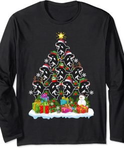 Orca Fish Xmas Tree Lighting Santa Orca Christmas Long Sleeve T-Shirt