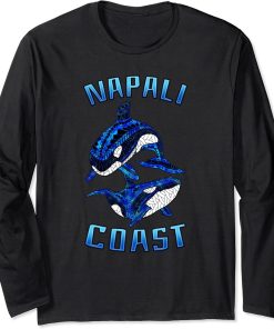 Napali Coast Hawaii Vacation Tribal Whale Orca Long Sleeve T-Shirt