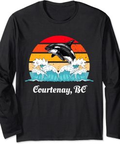 Vintage Courtenay BC Distressed Orca Killer Whale Art Long Sleeve T-Shirt