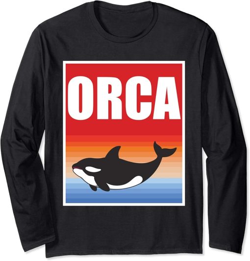 Vintage Orca Graphic Retro Killer Whale Lover Ocean Activist Long Sleeve T-Shirt